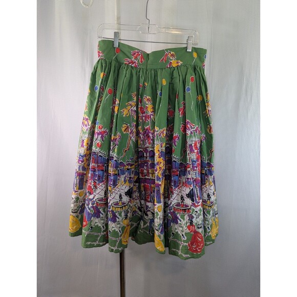 Trashy Diva Carnival Skirt Retro Pinup 50s Green Full High Waist Sz. 14 (L09) - Picture 4 of 8